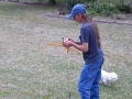 Flying Champ in back yard